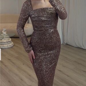 Elegant Sequin Long Sleeve Dress